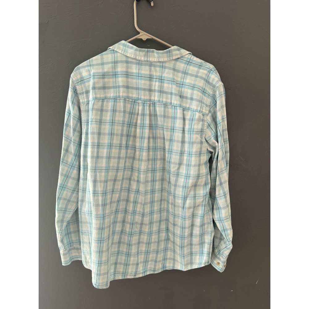 LL Bean Womens XL Blue White Plaid Flannel Button Down Cotton Shirt 0FFL1 - Picture 3 of 6